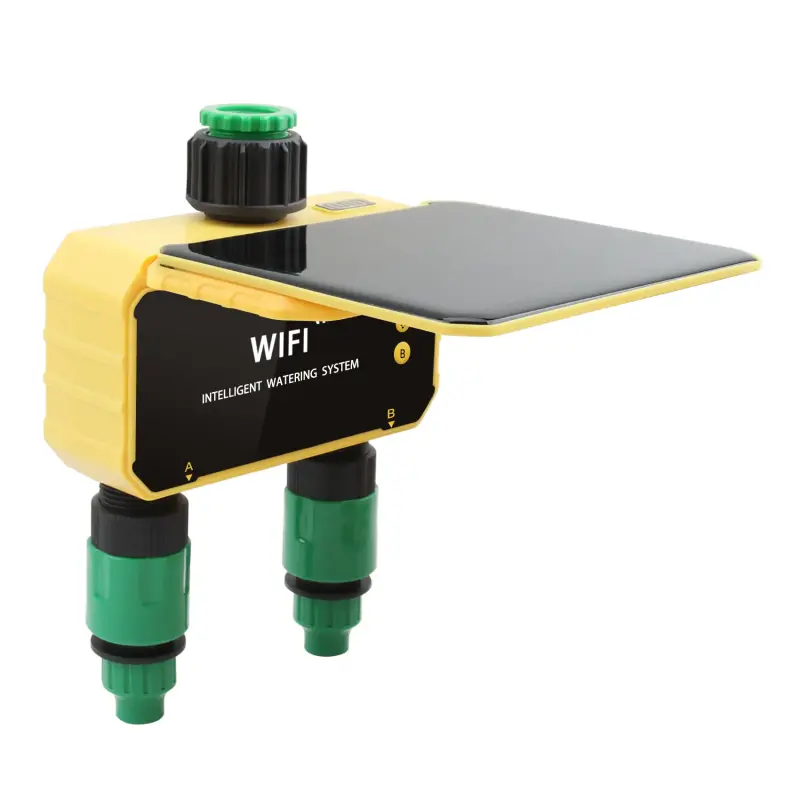 Programator irigatii WiFi solar 2 zone cu senzor ploaie si baterie integrata