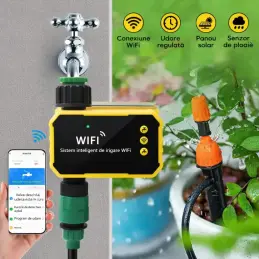 Programator irigatii WiFi solar 1 zona cu senzor ploaie si baterie integrata