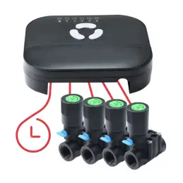 Programator irigații WiFi Tuya 2026 – 4 zone, 24VAC, adaptor 220V inclus, control din aplicație