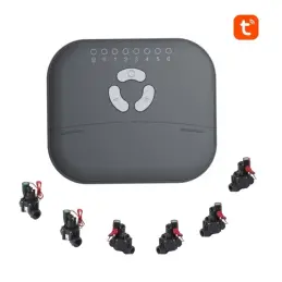 Programator irigații WiFi Tuya 2026 – 6 zone, 24VAC, adaptor 220V inclus, control prin aplicație